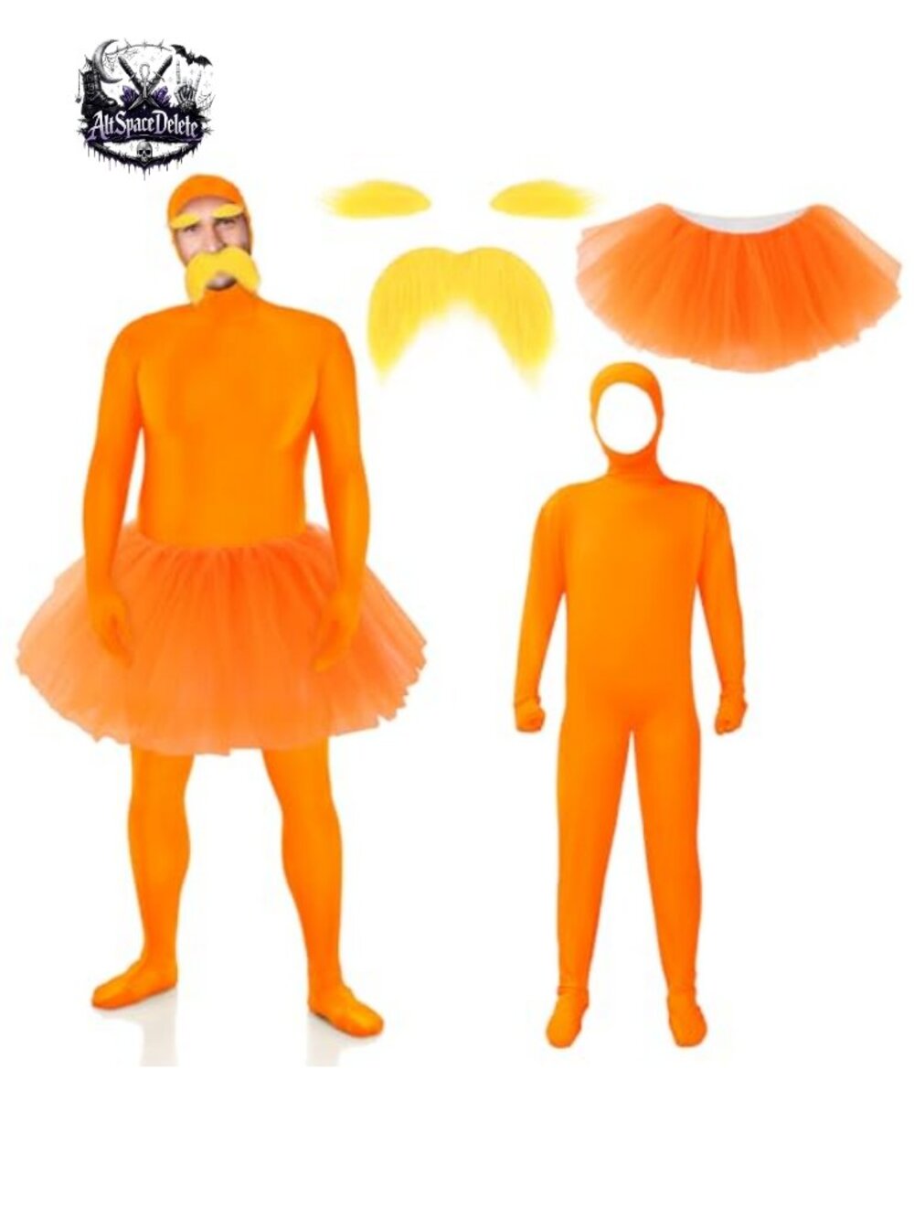 Adult Halloween Jumpsuit Costume Set with Tutu and Beard